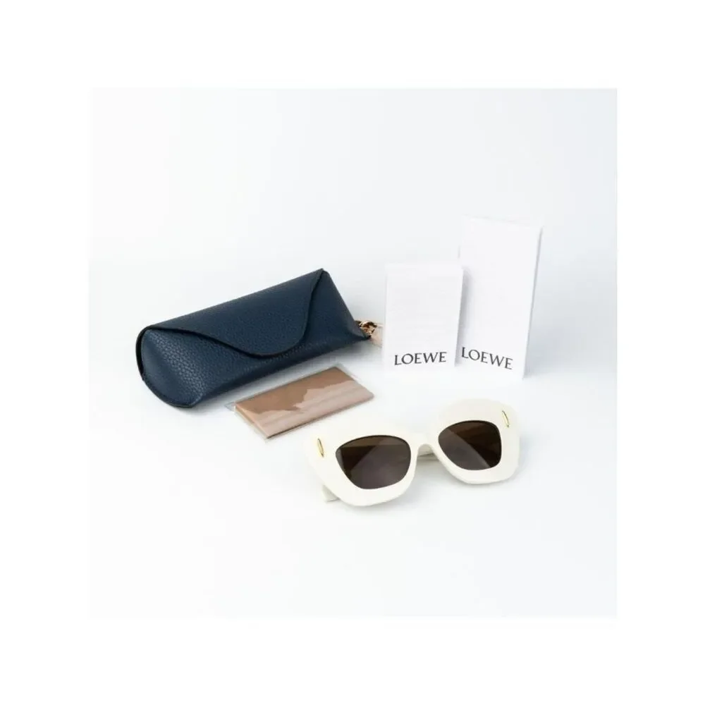 Loewe Women Sunglasses Ivory Brown Cat Eye LW40127I ANAGRAM 25E NEW AUTHENTIC